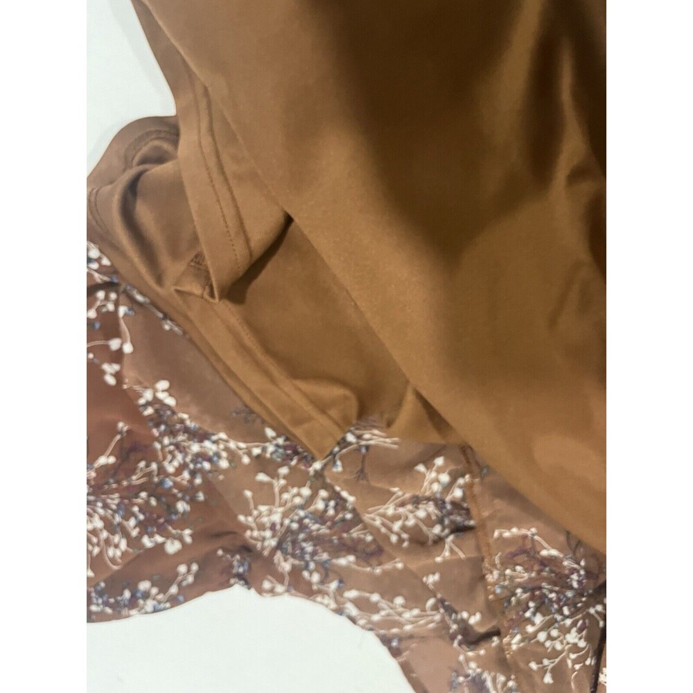 Anthropologie Promesa Smocked Baby Doll Dress Brown With Flowers L Boho Cottage - Picture 9 of 10